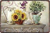 Retro Muur Decoratie uit Metaal Allerlei Bloemen 20x30cm DU-8901