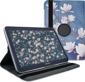 kwmobile hoes voor Samsung Galaxy Note 10.1 N8000 / N8010 - 360 graden tablethoes - Magnolia design - taupe / wit / blauwgrijs