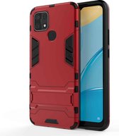 Voor OPPO A15 schokbestendige pc + TPU beschermhoes met verborgen houder (rood)