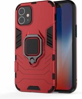 Voor iPhone 12 mini schokbestendige pc + TPU beschermhoes met magnetische ringhouder (rood)