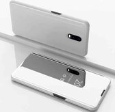 Galvaniserende spiegel horizontale flip lederen hoes voor OnePlus 7 Pro, met houder (zilver)
