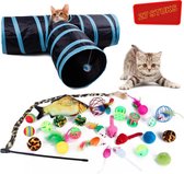 Bascessoires Katten 27delige Speelset - Kattenhengel - Kattentunnel - Speelvis - 27 Stuks - Kattenspeelgoed - Cat toys set