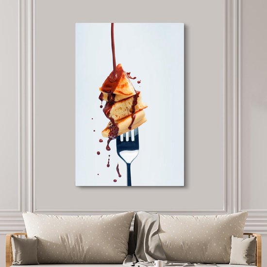 Dessert de crêpes fraîchement cuites au chocolat 120x180 cm - Tirage photo sur toile (Décoration murale salon / chambre) XXL / Groot format!