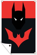 Muurdecoratie Illustratie van Batman op een rode achtergrond - 120x180 cm - Tuinposter - Tuindoek - Buitenposter