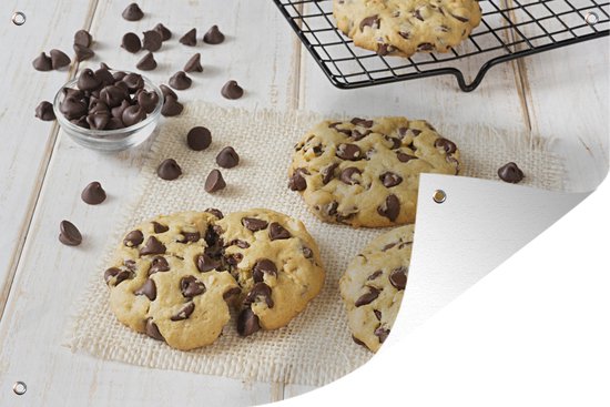 Muurdecoratie Chocolate chip cookies en chocolade - 180x120 cm - Tuinposter - Tuindoek - Buitenposter