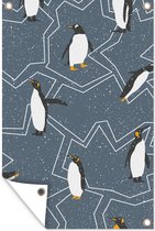 Tuinposter - Tuindoek - Tuinposters buiten - Pinguïn - Patroon - Sneeuw - 80x120 cm - Tuin
