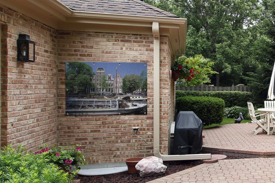 Croisière sur les canaux dans le Brouwersgracht à Amsterdam affiche de jardin 120x80 cm - Toile de jardin / Toile d'extérieur / Peintures d'extérieur (décoration de jardin)