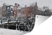 Tuinposter - Tuindoek - Tuinposters buiten - Amsterdam - Fiets - Winter - 120x80 cm - Tuin