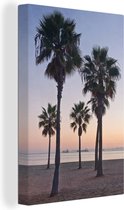 Canvas Schilderij Palmbomen bij Long Beach in Noord-Amerika - 60x90 cm - Wanddecoratie