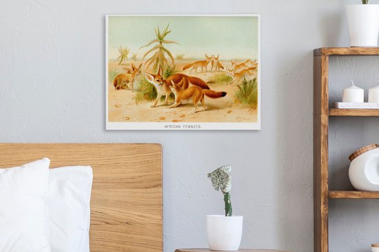 Illustration du renard Fennec dans le désert toile 40x30 cm - petit - Tirage photo sur toile (Décoration murale salon / chambre) / Animaux sauvages Peintures sur toile