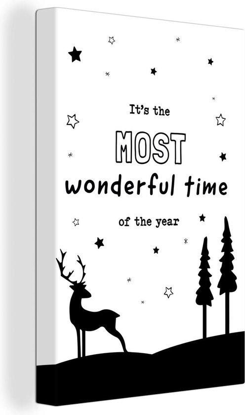 Prachtig cadeau voor kerstmis - Its the most wonderful time of the year wit canvas Canvas