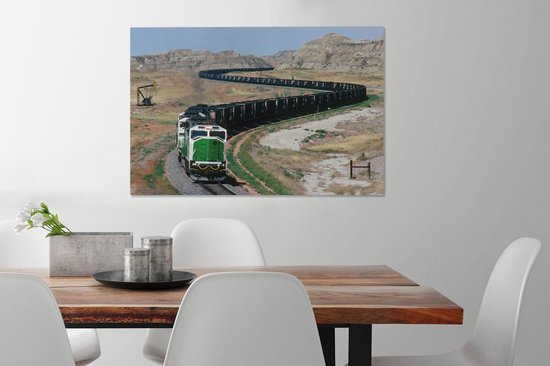 Une longue locomotive à vapeur aux Etats-Unis Toile 90x60 cm - Tirage photo sur toile (Décoration murale salon / chambre)