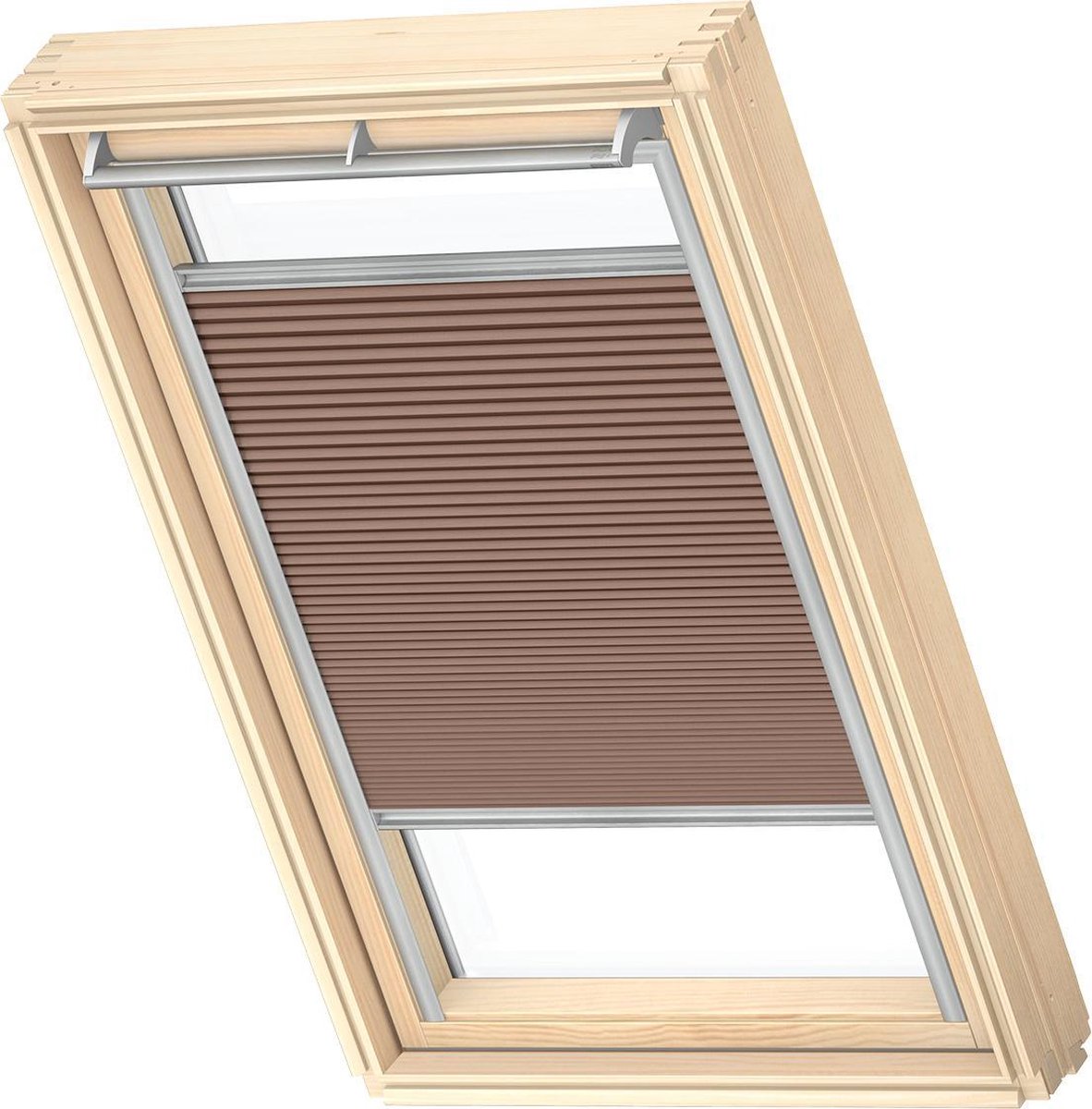 VELUX Origineel Verduisterend Plisségordijn (FHC), Zilveren Kozijn, MK04, Light Brown