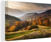 Canvas - Landschap - Herfst - Bomen - Heuvels - Woonkamer - 90x60 cm - Muurdecoratie - Canvasdoek