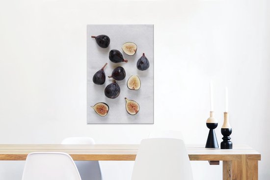 Figues sur une table en marbre Toile 60x90 cm - Tirage photo sur toile (Décoration murale salon / chambre)