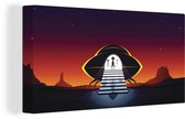 Une illustration d'un OVNI dans le désert toile 40x20 cm - Tirage photo sur toile (Décoration murale salon / chambre)