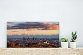 Canvas Schilderij Uitkijkend naar het Griffith-observatorium en de wereldstad Los Angeles - 40x20 cm - Wanddecoratie