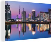 Canvas Schilderij Skyline - Tokyo - Japan - 90x60 cm - Wanddecoratie