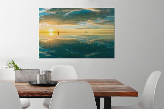 Salar de Uyuni coucher de soleil Bolivia toile 60x40 cm - Tirage photo sur toile (Décoration murale salon / chambre)