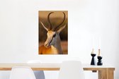 Canvas Schilderij Gazelle - Portret - Zon - 60x90 cm - Wanddecoratie