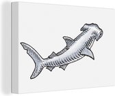 Une illustration d'une toile de requin marteau 180x120 cm - Tirage photo sur Toile (Décoration murale salon / chambre) / Animaux sauvages Peintures sur toile XXL / Groot format!