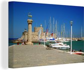 Ciel bleu clair sur le port de la vieille ville de Rhodes Toile 90x60 cm - Tirage photo sur toile (Décoration murale salon / chambre)