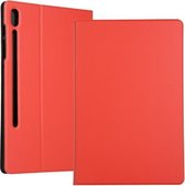 Voor Samsung Galaxy Tab S7 T870 (2020) Spanning Elastische textuur Horizontale flip lederen tas met houder (rood)