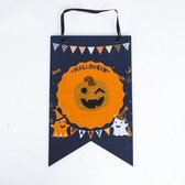 2 STKS Halloween Gevel Bar Mall Niet-geweven Pompoen Vierkante Vlag Deurklink Hanger (Zwart)