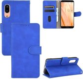 Voor Sharp Aquos Sense3 Lite SH-RM12 Effen Kleur Huidgevoel Magnetische Gesp Horizontale Flip Kalfsstructuur PU Lederen Case met Houder & Kaartsleuven & Portemonnee (Blauw)