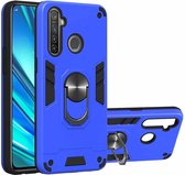 Voor OPPO Realme 5 Pro 2 in 1 Armor Series PC + TPU beschermhoes met ringhouder (donkerblauw)