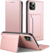 Voor iPhone 11 Pro Max Sterk magnetisme Schokbestendig Horizontaal Flip Vloeibaar aanvoelend lederen hoesje met houder & kaartsleuven en portemonnee (roségoud)