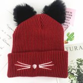 Cat Ears Dames Gebreide Acryl Warme Winter Beanie Caps-Geen