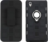 Voor Sony Xperia L1 3 in 1 Cube PC + TPU beschermhoes met 360 graden draaien zilveren ringhouder (zwart)
