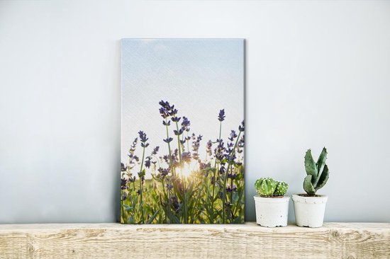 Gros plan de lavande au coucher du soleil 20x30 cm - petit - Tirage photo sur toile (Décoration murale salon / chambre) / Peintures Fleurs sur toile