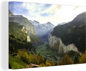 Canvas Schilderij Dal in de Alpen - 120x80 cm - Wanddecoratie