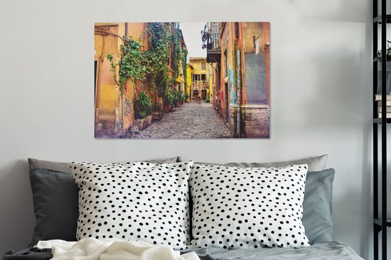 Ancienne ruelle de Rome 90x60 cm - Tirage photo sur toile (Décoration murale salon / chambre)