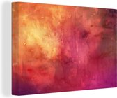 Oeuvre abstraite réalisée à l'aquarelle avec des couleurs orange et rouge foncé 90x60 cm - Tirage photo sur toile (Décoration murale salon / chambre)