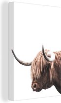 Profil d'un Highlander écossais 80x120 cm - Tirage photo sur toile peinture (Décoration murale salon / chambre) / animaux sauvages Peintures sur toile