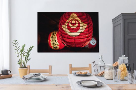 Lanternes japonaises en papier 140x90 cm - Tirage photo sur toile (Décoration murale salon / chambre)