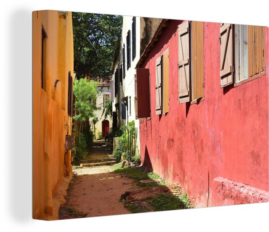 Toile Maisons colorées au Sénégal 2cm 120x80 cm - Tirage photo sur toile (Décoration murale salon / chambre)