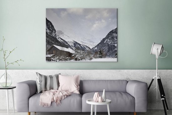 Peintures sur toile - Chalet en bois au Schilthorn en Suisse - 120x90 cm - Décoration murale