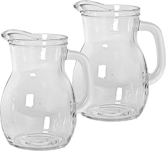 2x stuks glazen sap/waterkannen 500 ml - Sapkannen/waterkannen/schenkkannen  | bol.