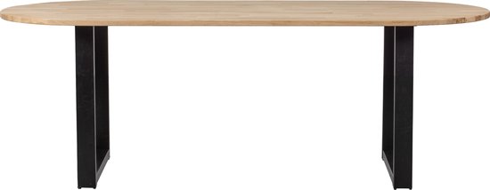 WOOOD Table Tablo Ovale avec Pied en U - Chêne/Métal - 75x220x90