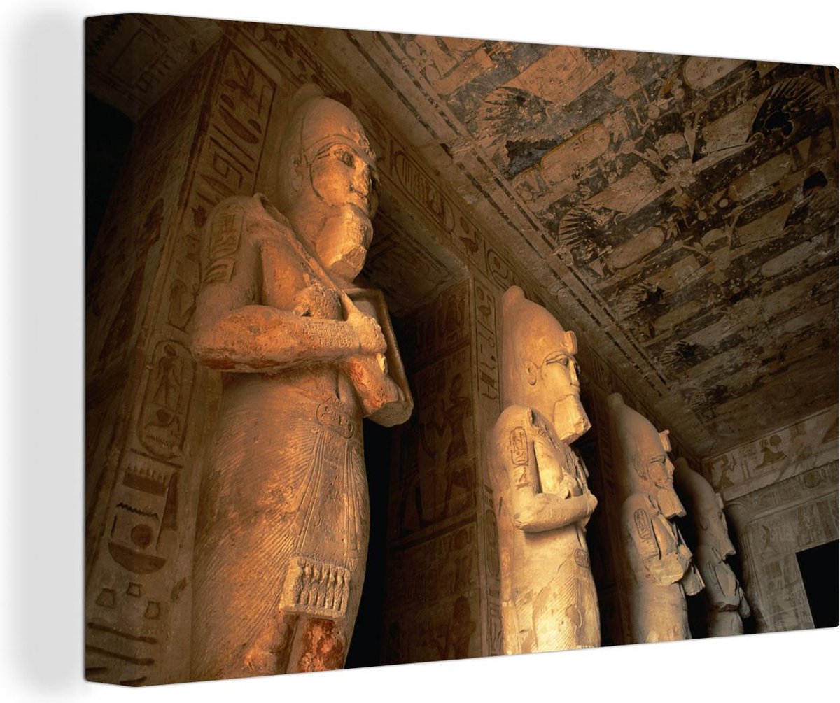 Canvas Schilderij Binnenkant van de Tempel Aboe Simbel in Egypte - 90x60 cm - Wanddecoratie - OneMillionCanvasses