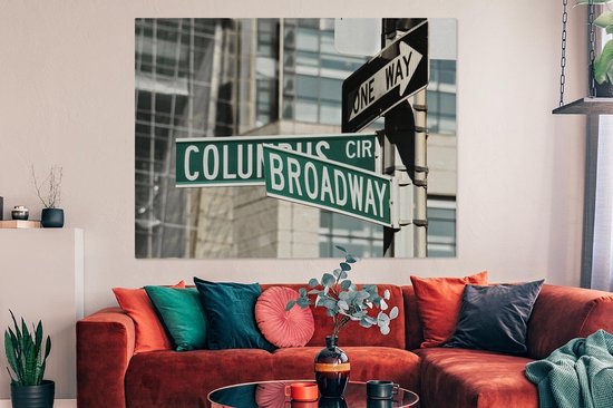 Image d'un panneau de signalisation de Broadway 160x120 cm - Tirage photo sur toile (Décoration murale salon / chambre) XXL / Groot format!