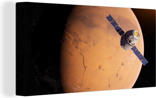 Satellite at Mars dans l'espace 160x80 cm - Tirage photo sur toile (Décoration murale salon / chambre)