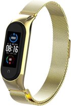 Milanees Smartwatch bandje - Geschikt voor  Xiaomi Mi Band 5 Milanese band - goud - Horlogeband / Polsband / Armband
