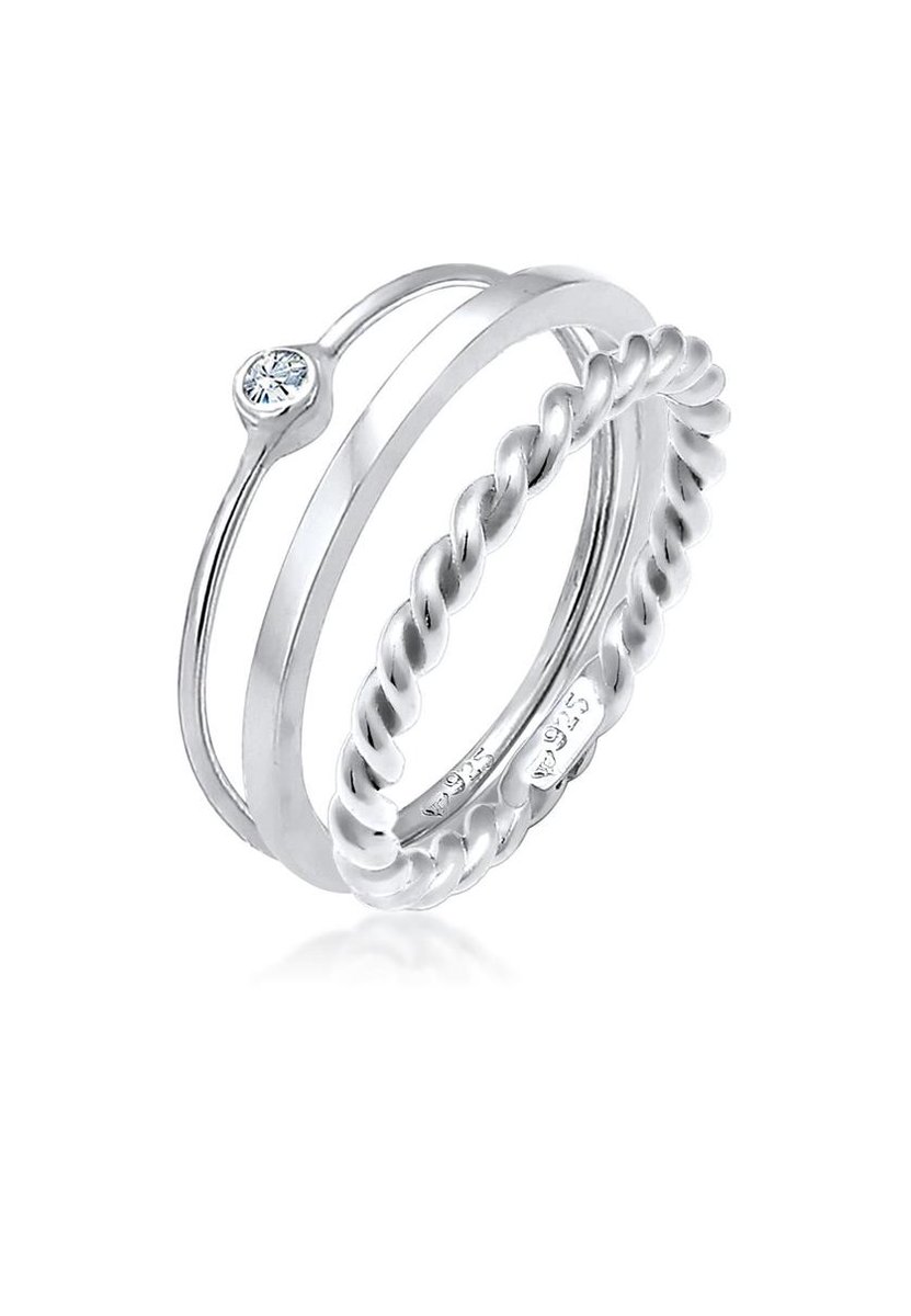 Elli - Ring - Dames Set eenzaam met kristal gedraaid in 925 sterling zilver - Dames