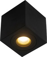 QAZQA capa - Moderne Plafondspot | Spotje | Opbouwspot voor badkamer - 1 lichts - L 90 mm - Zwart -