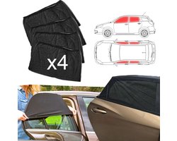 Luxe Auto Zonneschermen Set - Zonneschermen Voor & Achterramen - Zonwering Zijruit - UV Bescherming Autoramen - Zwart